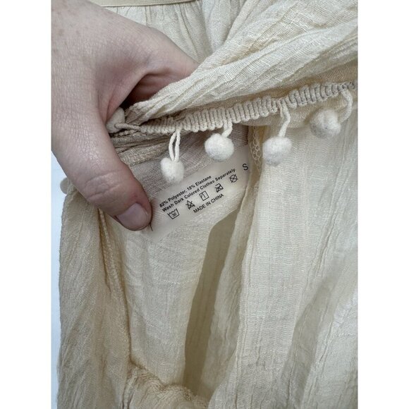 Wide Leg Flowy Pants Women Small Cream Open Side Slit Leg Festival Preppy Retro‎ - Picture 3 of 6